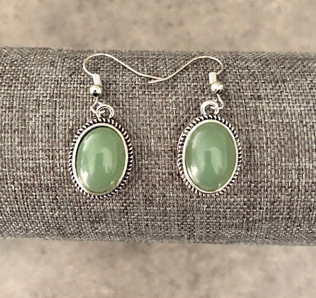 015039 Aventurine Oval Earrings