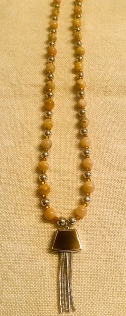 015118  Sunstone Beads w Tassel Pendant - 1