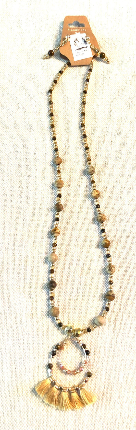015156 Jasper & Tiger Eye Necklace & Earrings - 1