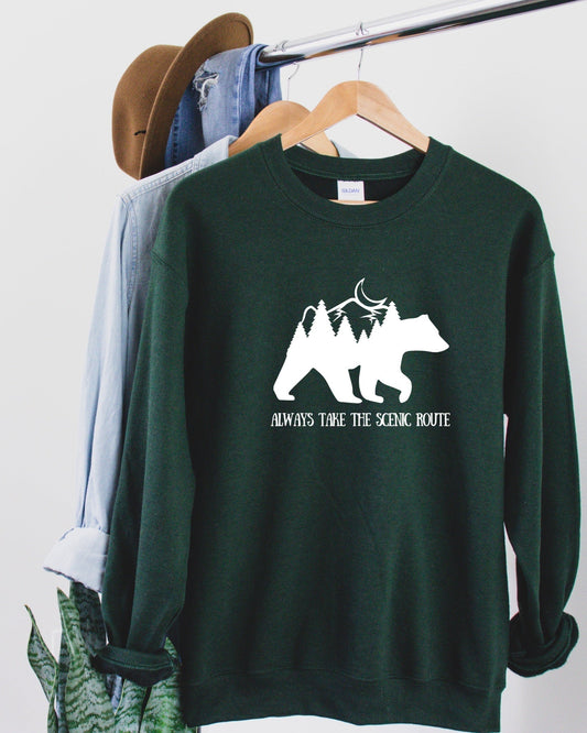 006013 - Always Take the Scenic Route Adult Crewneck - 1