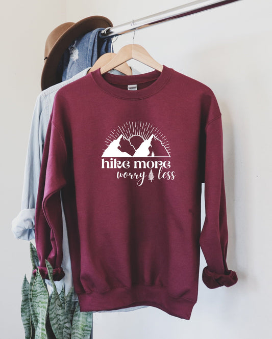 006009 - Hike More Worry Less Adult Crewneck - 1