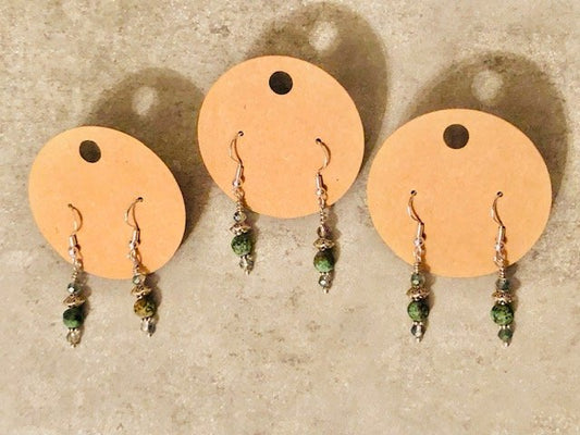015094  African Turquoise Bead Earrings - 1