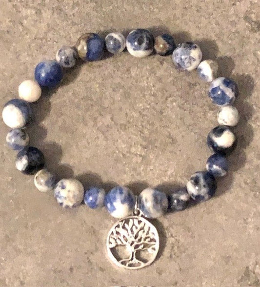 015100  Sodalite Bead Bracelet with Tree of Life Charm - 1