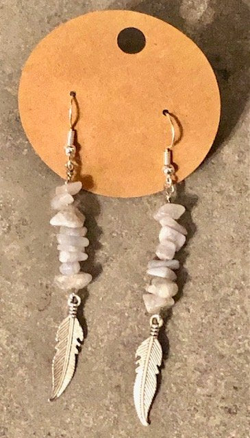 015109  Blue Lace Agate Chip Earrings - 1