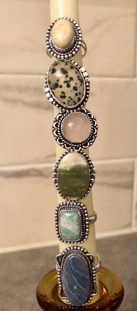 015153  Assorted 925 Silver Semi-Precious Stone Rings - 1