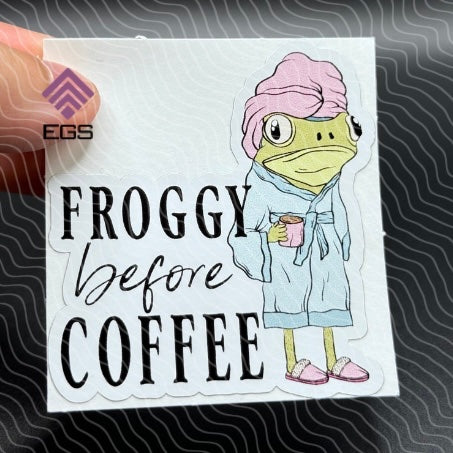 039080 Froggy Before Coffee Sticker - 1