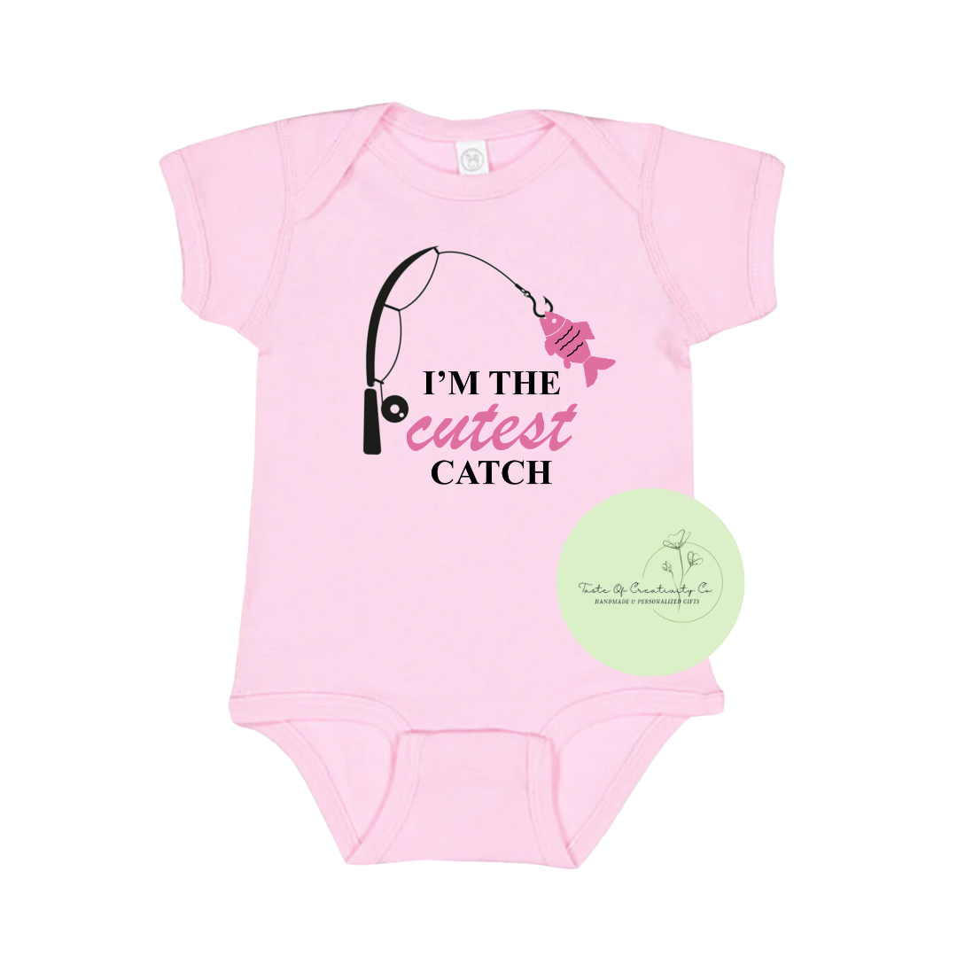 034012 Onesie (I'm The Cutest Catch/12M/Pink) - 1