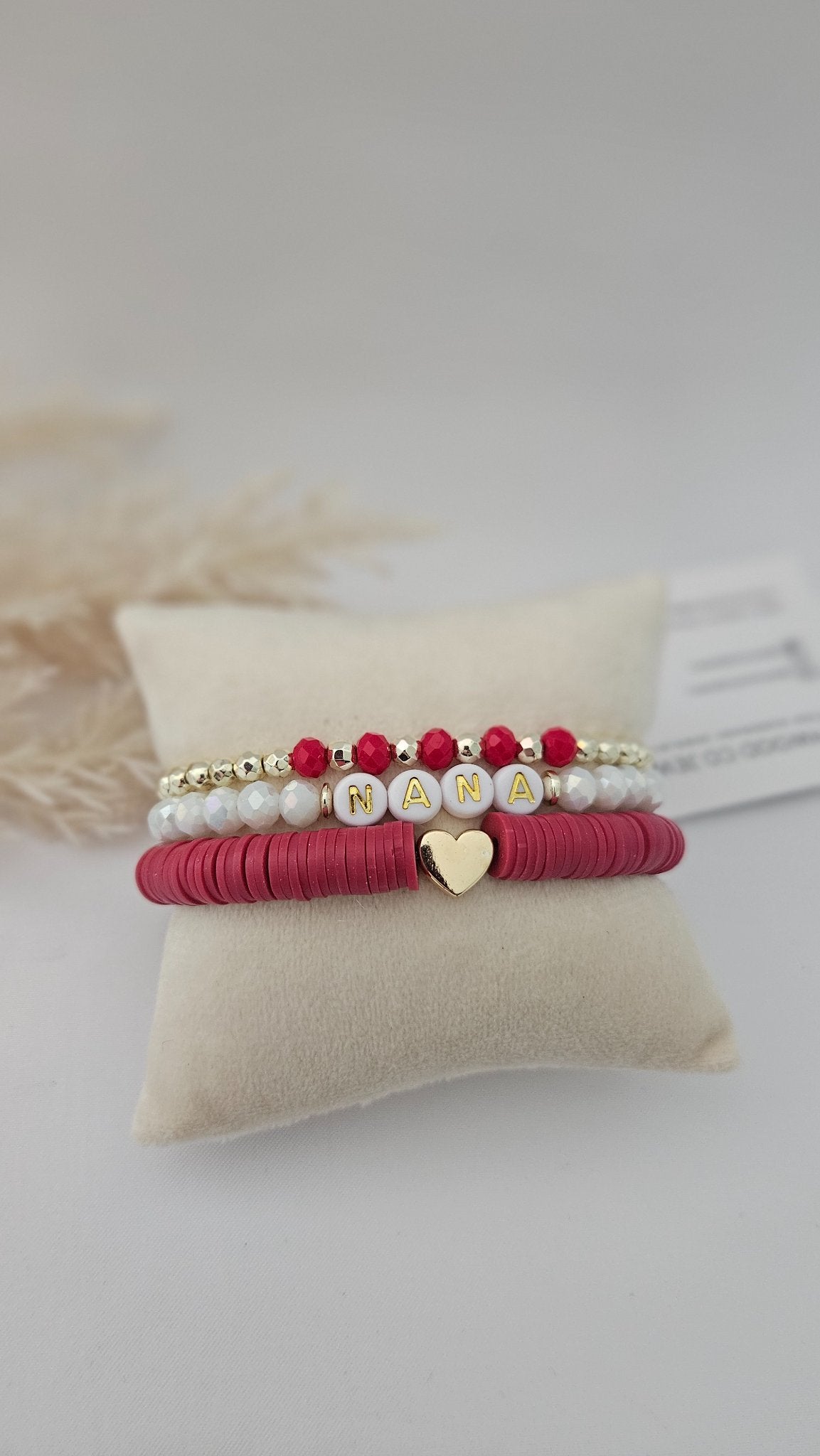 03303 - 3 PIECE, GOLD RED WHITE BRACELET SET - 1