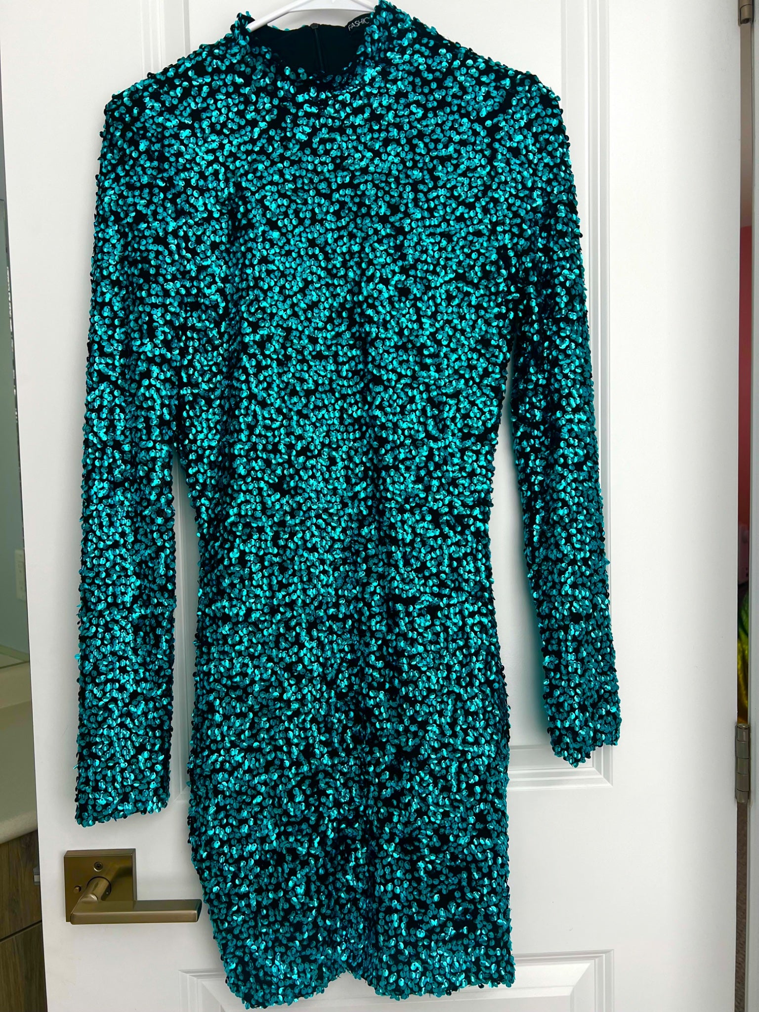 012705 blue sequin dress - 1