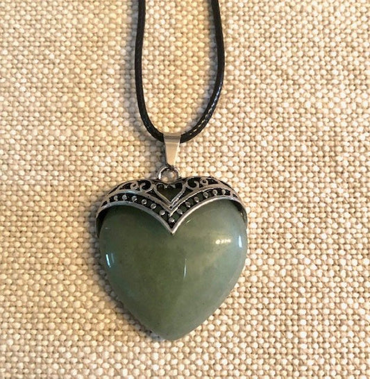 015018  Green Aventurine Heart Necklace - 1