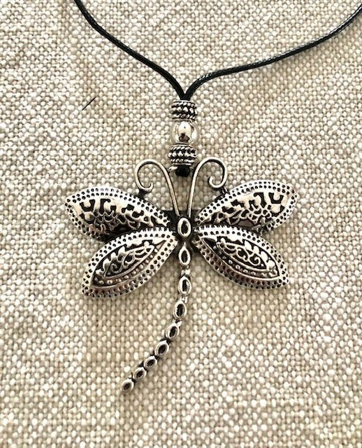 015023  Silver Dragonfly Adjustable Necklace - 1
