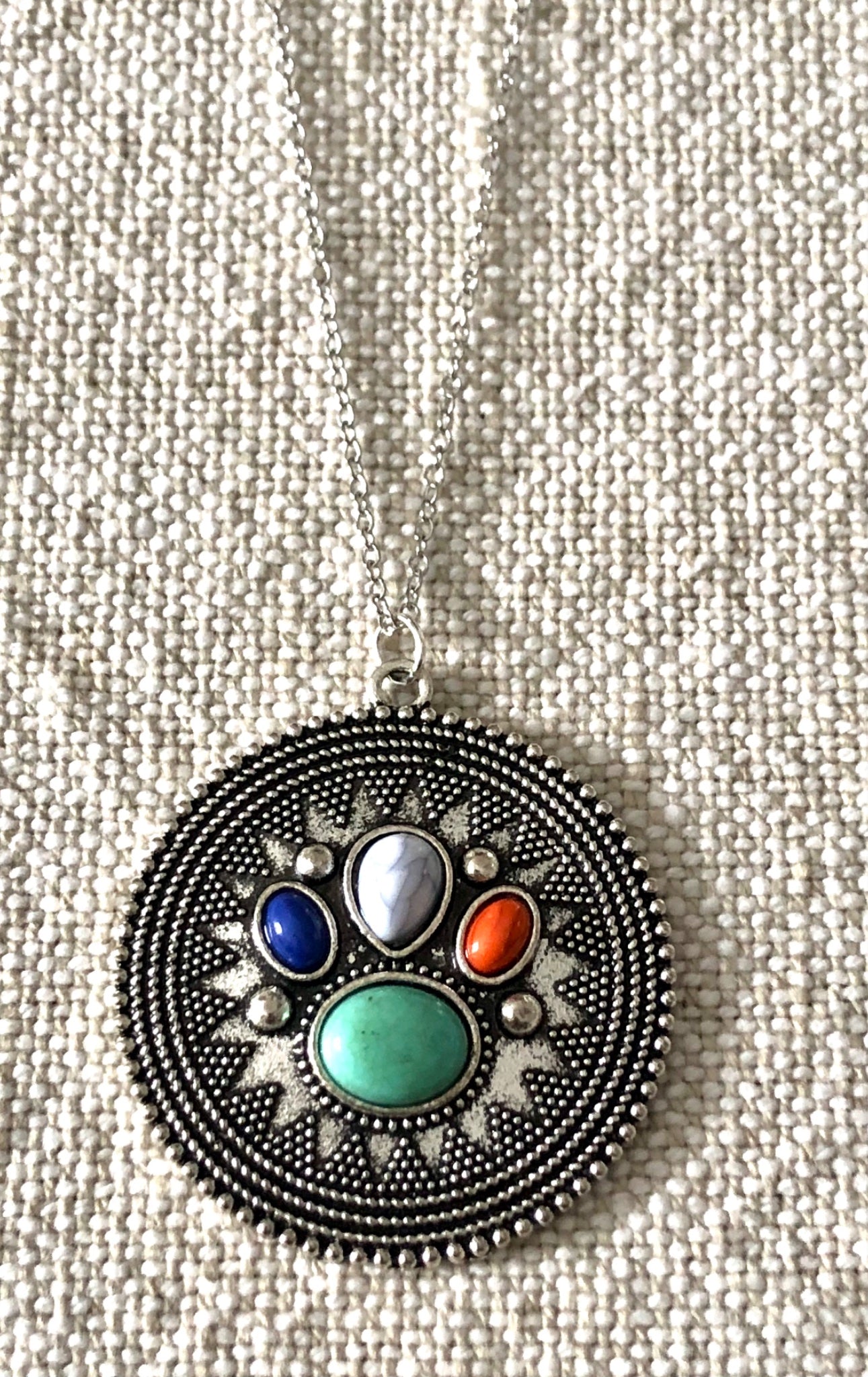015403   Chakra Stone Pendant w 925 Silver Chain - 1