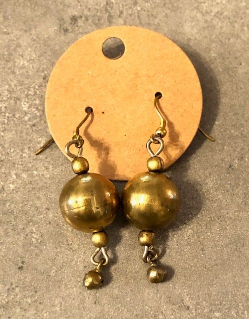 015034  Brass Ball Earrings - 1