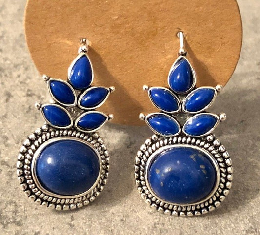 015044  Lapis & Blue Bead Earrings - 1