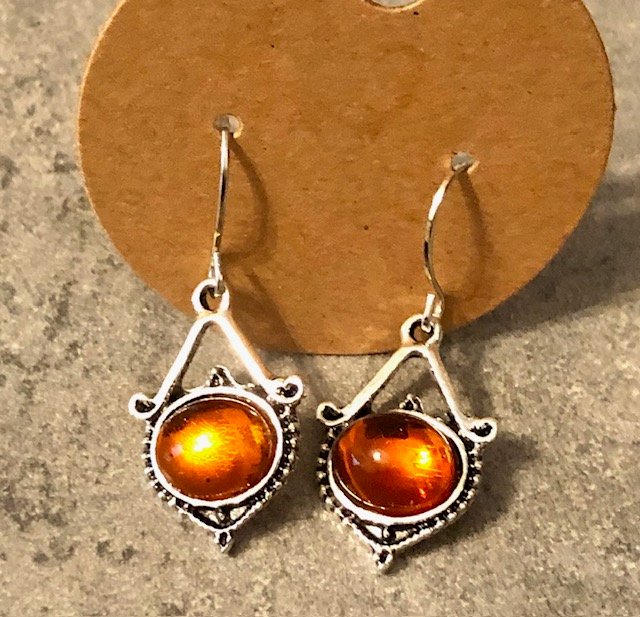 015047  Synthetic Amber Earrings - 1