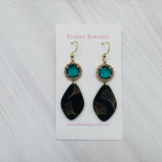076018 oval green charm earrings  - 1
