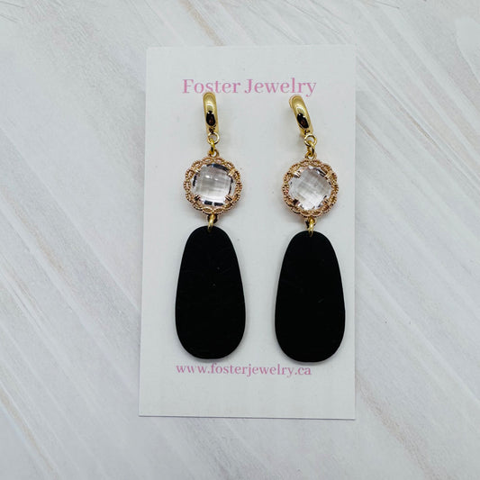 076020 flower print earrings - 1