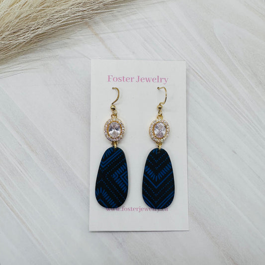 076022 blue design earrings  - 1
