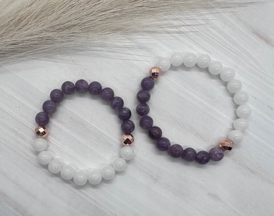 076031 jade & lepidolite bracelet  - 1