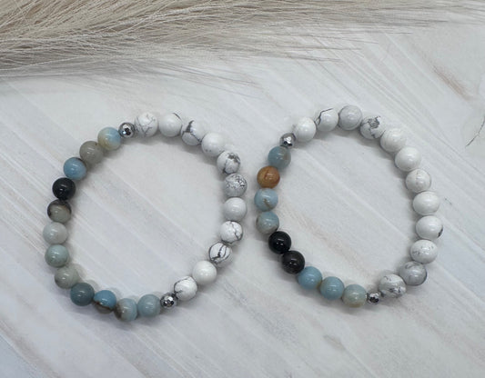 076035 multicoloured Amazonitewhite & howlite Bracelet  - 1