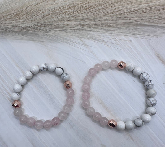 076033 rose Quartz & Howlite bracelets - 1