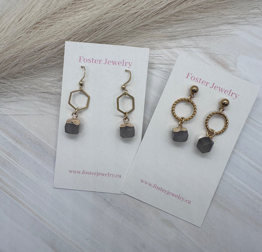 076050 faceted gemstone earrings  - 1