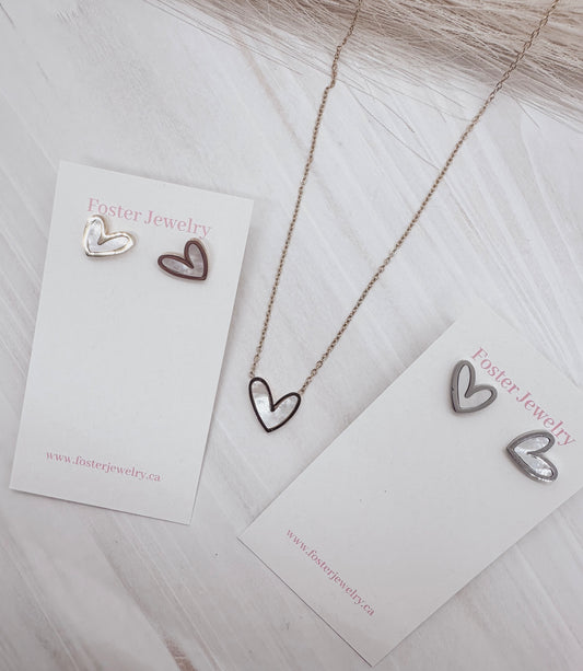 076060 mother of pearl heart necklace  - 1