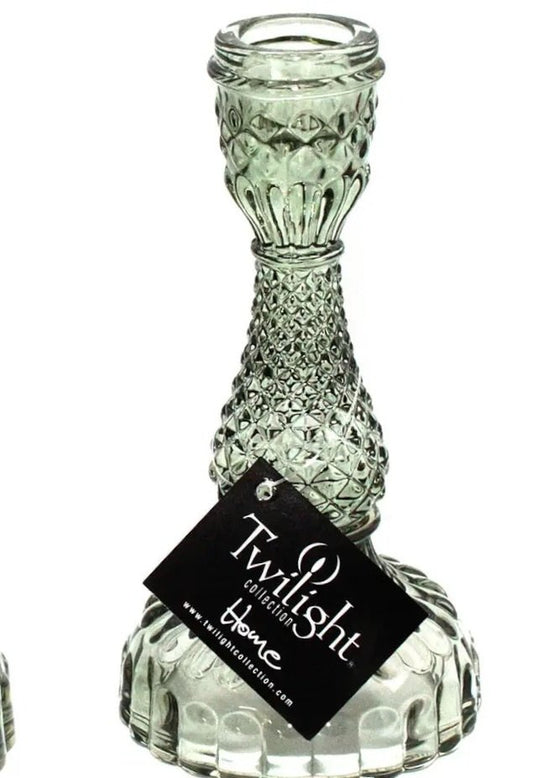 029833  Vintage Inspired Pressed Cut Glass Candle Holder