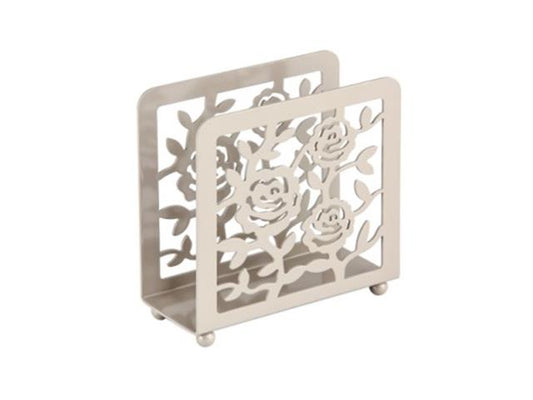 029614  White Rose Metal Napkin Holder