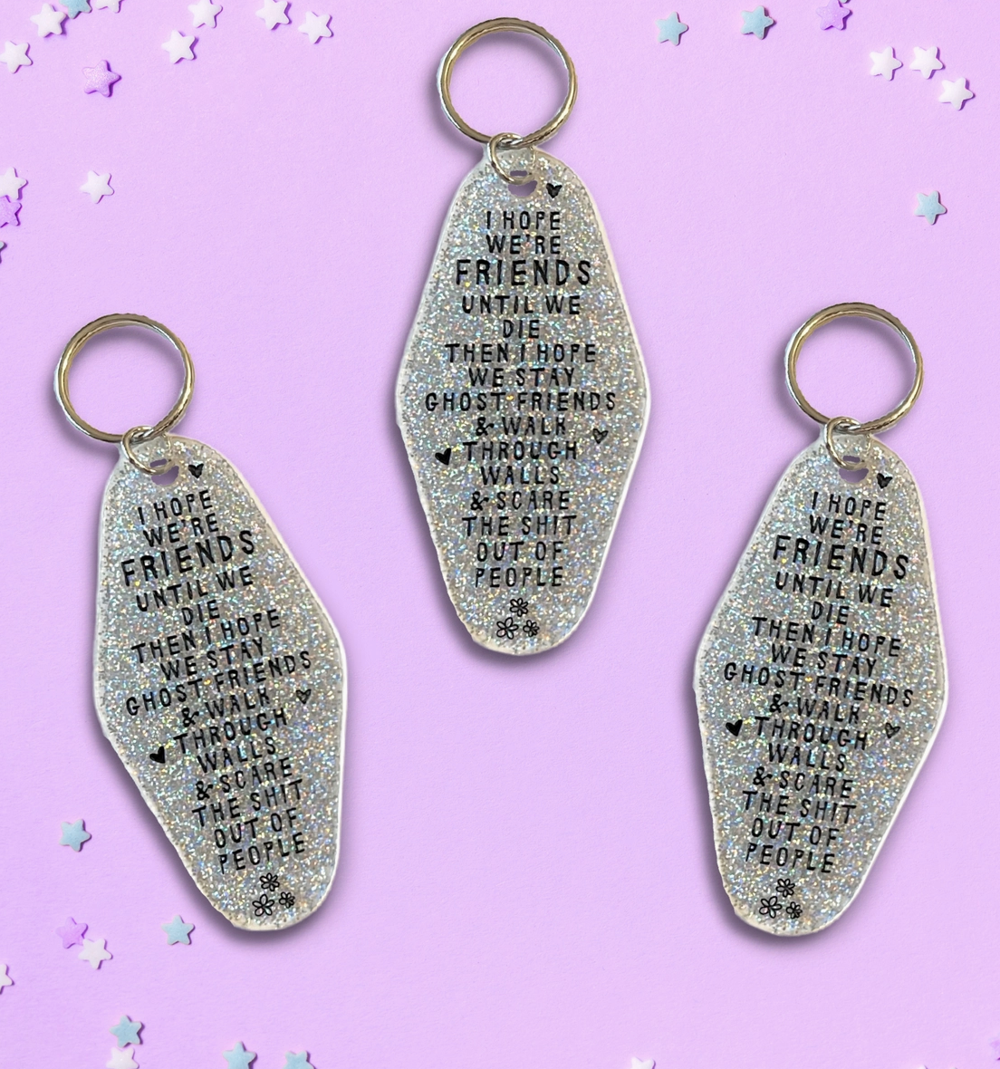 024051 I hope we're friends until we die - Motel keychain