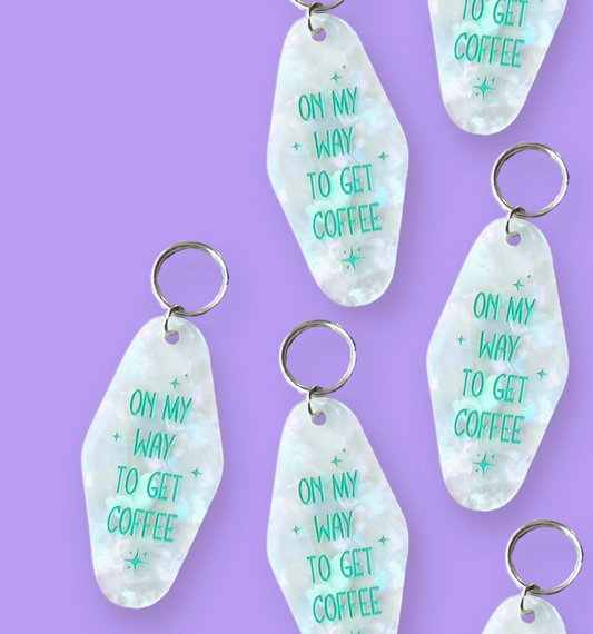 024054 On my way to get coffee - Motel keychain