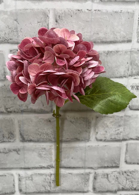 029842  12" Fresh Touch Hydrangea Stem - Rose