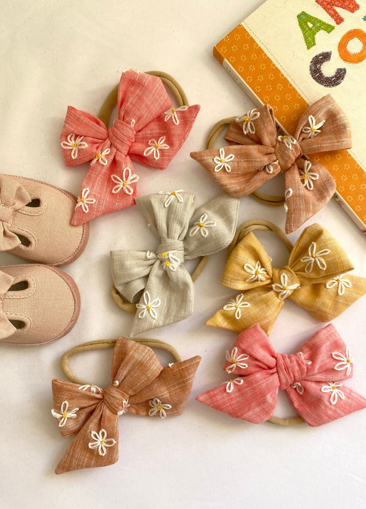 053-003 - Embroidered Hair Bow - 1