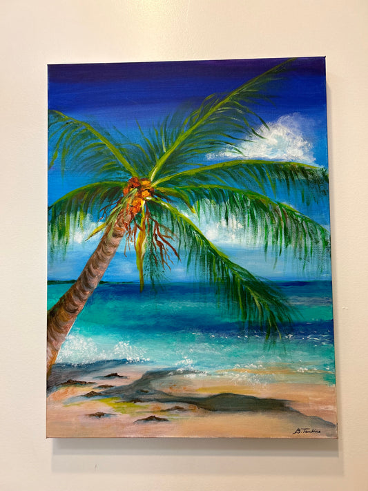 096001 lrg painting - palm tree beach