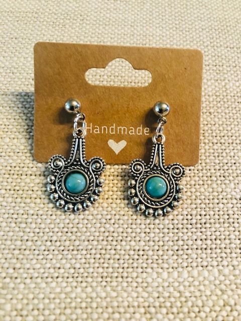 015-099 Turquoise & Silver Earrings - 1