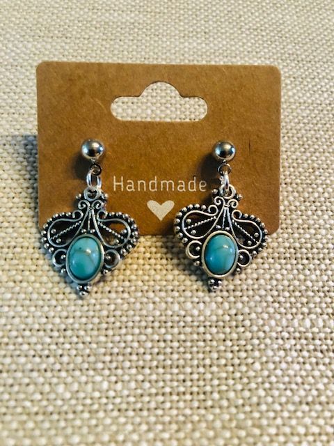 015-100 Turquoise & Silver Earrings - 1