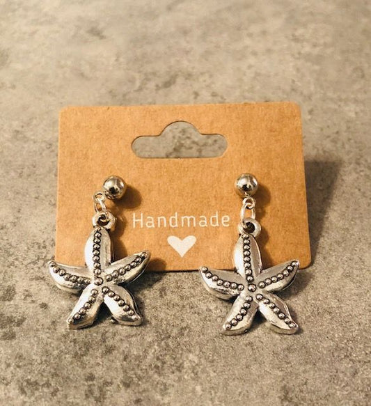 015-105  Silver Starfish Earrings - 1