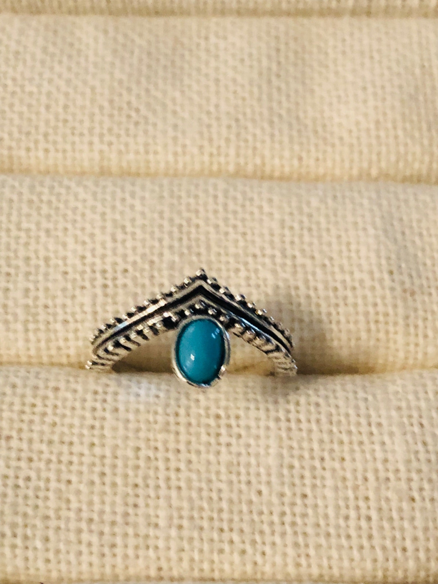 015-138 “V” shaped turquoise Ring - 1