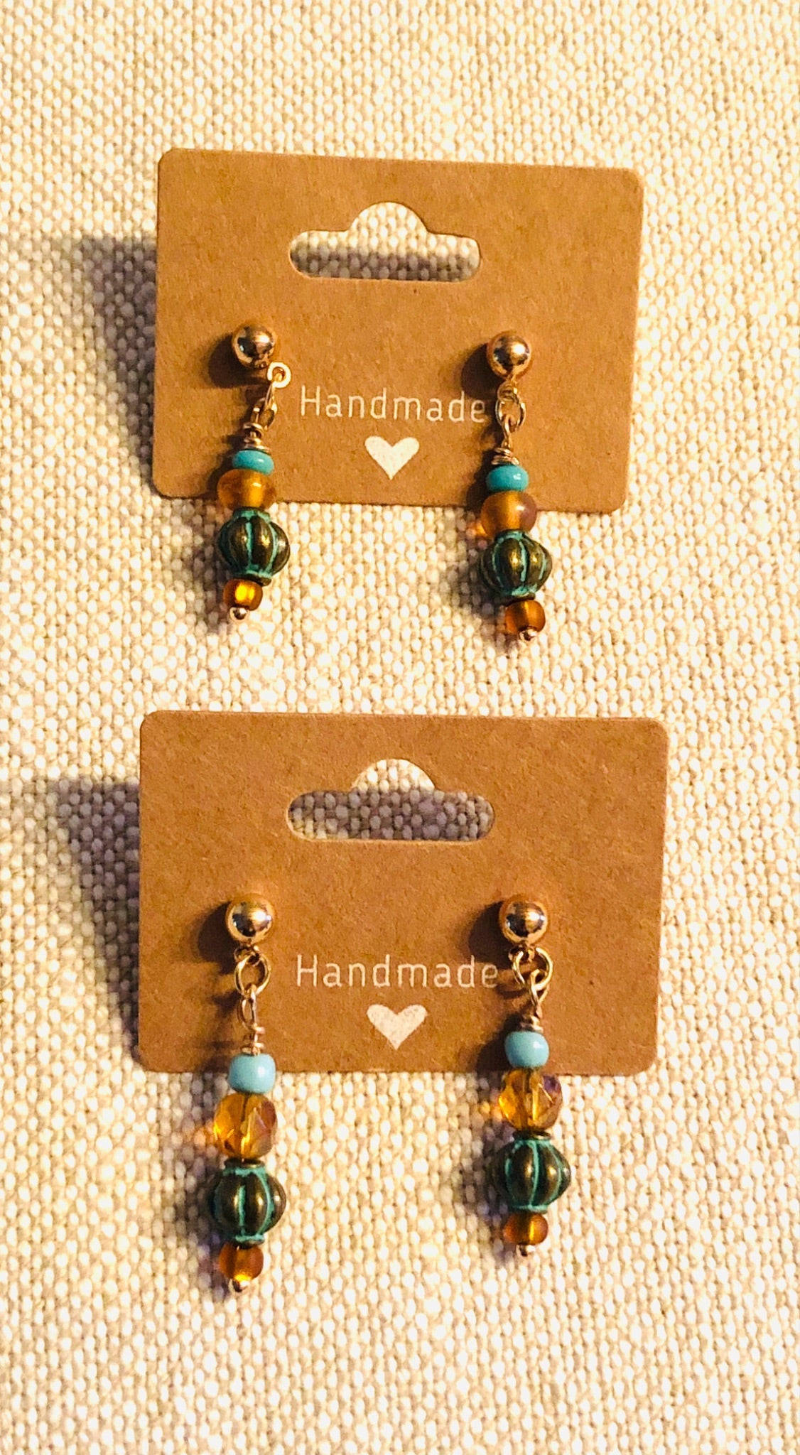 015-147 Amber & Turquoise Earrings - 1