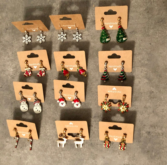 015-129 Enamel Christmas Earrings - 1