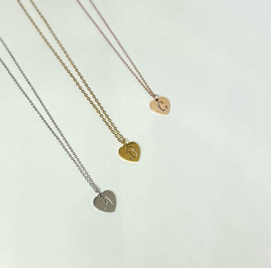 075 - 005 Heart initial necklace - 1