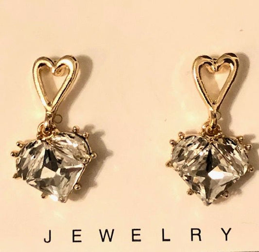 015-019 925 Sterling Crystal heart Earrings - 1