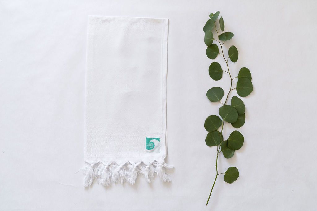 105002- Sea Foam- White Turkish Hand Towel - 1