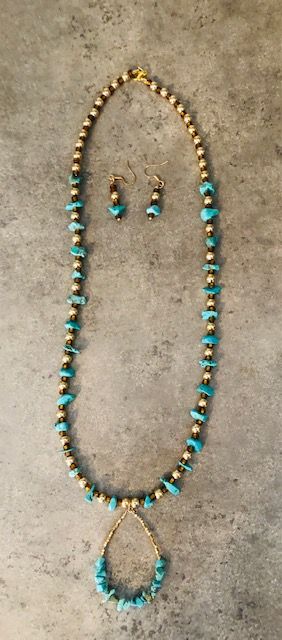 015-011  Turquoise Necklace & Earring Set - 1