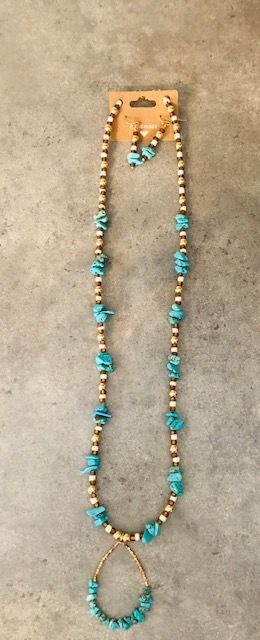 015-010  Turquoise Necklace & Earring Set - 1