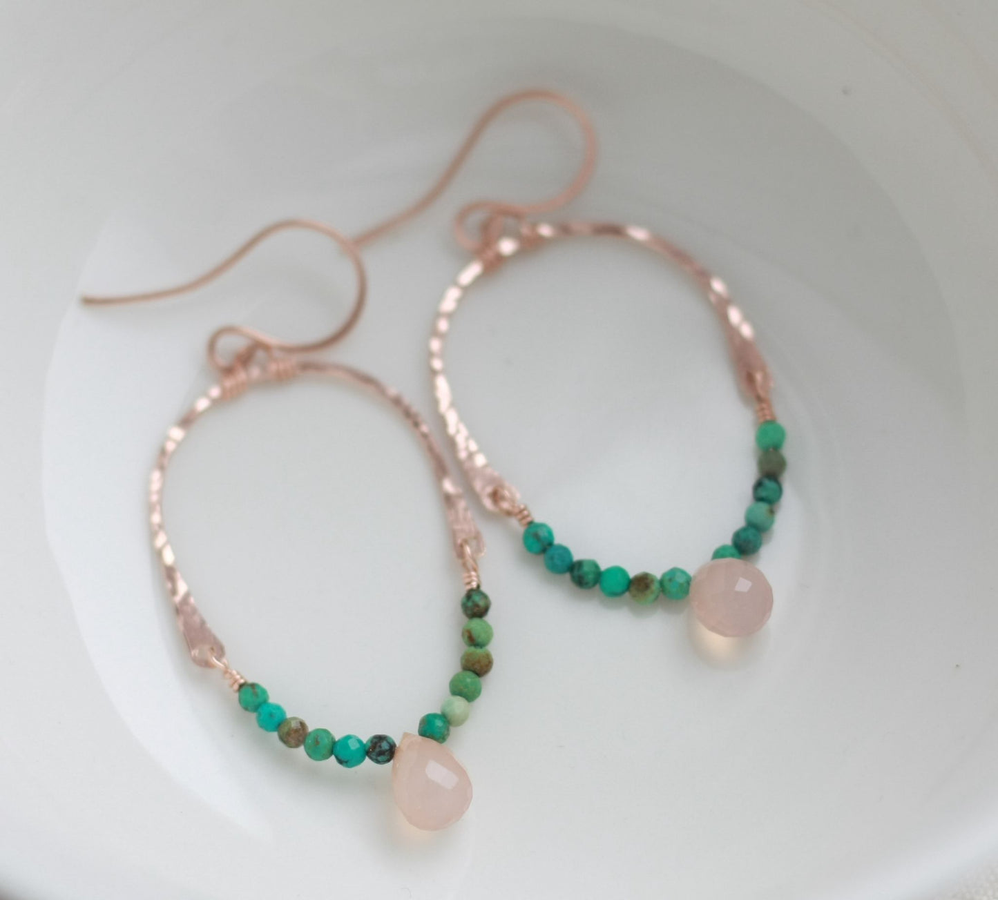 024-011 Turquoise & Rose Quartz Earrings - 2